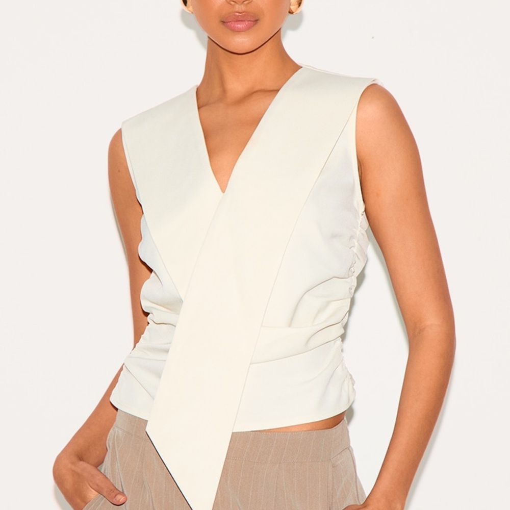 Elegant Cream Sleeveless Top